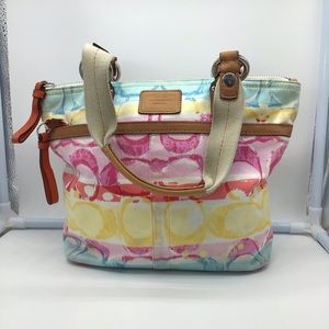 COACH Hamptons water color Charlie C logo tote